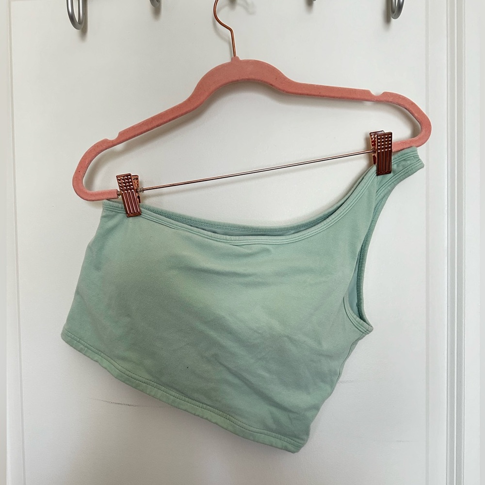 Klassy Network One Shoulder Brami Crop in Mint